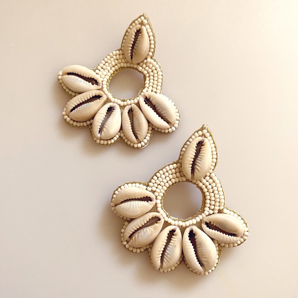 Beaded Seashell Handmade Earrings